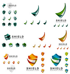 Set of company logotype branding designs, shield protection