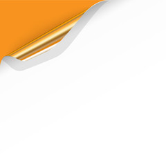 Gold Curled Corner with Orange Background