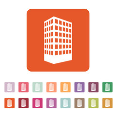 The building icon. Apartment and skyscraper, townhouse, house symbol. Flat