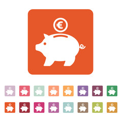 The moneybox and euro icon. Cash and money, wealth, savings symbol. Flat