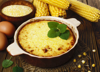 Casserole of corn groats
