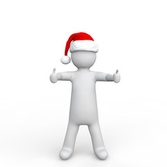3d man wearing Santa hat with thumbs up