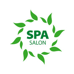 Abstract vector logo with green leaves