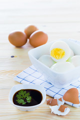 Boiled egg in cup