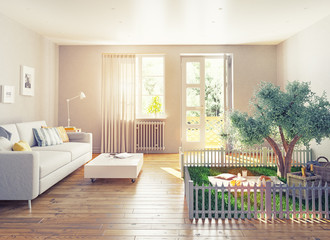 picnic in a home interior