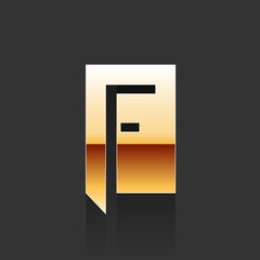 Vector Gold Letter F Shape Logo Element 