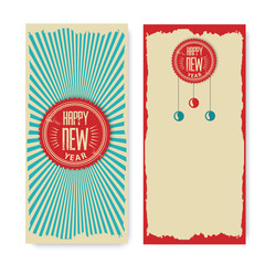 New Year vintage design greeting card background with rays 
