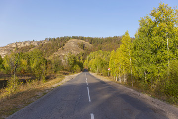 mountain road autumn.