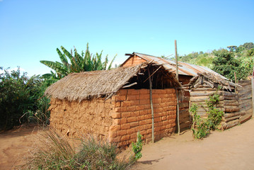 The houses of the village of Nguruwe in Tanzania, Africa 