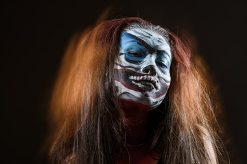 Fantasy hallowen make up. Close up shot of Fairy face art