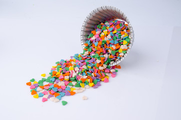 sweet colorful candy decorations in the form of heart