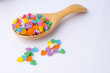 sweet colorful candy decorations in the form of heart
