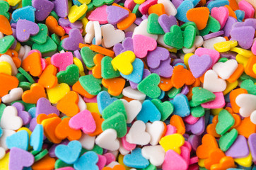 sweet colorful candy decorations in the form of heart