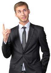 Young handsome man concentrated thinking about something