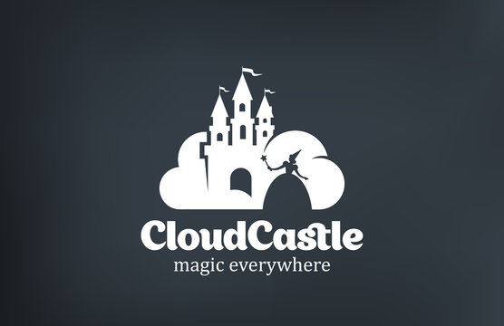 Vintage Magic Fairy Cloud Castle Logo design vector