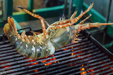 Raw spiny lobsters GRILLED SEAFOOD