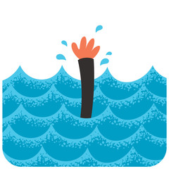 Drowning 2 / Cartoon illustration of drowning man. 