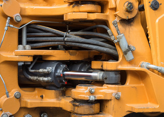 Detail of hydraulic bulldozer piston