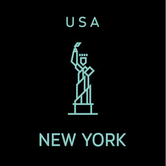 Statue of Liberty outline vector logo into flat style