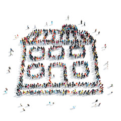 people  shape  house isolated