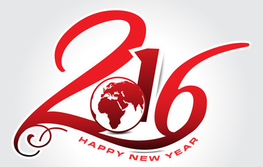 happy new year 2016 text background with globe 