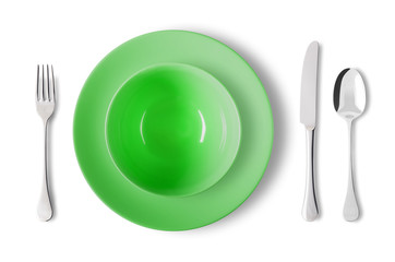 Empty plates with fork, knife and spoon - Piatti vuoti con forchetta, coltello e cucchiaio
