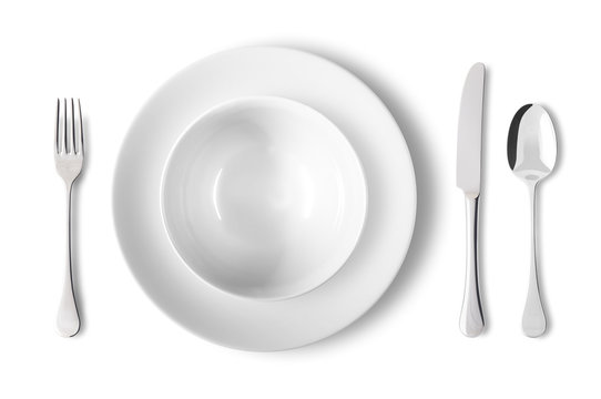 Empty plates with fork, knife and spoon - Piatti vuoti con forchetta, coltello e cucchiaio