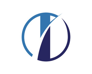 I Letter Blue Swoosh Circle Logo