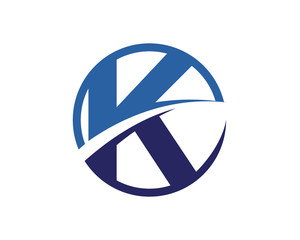 K Letter Blue Swoosh Circle Logo