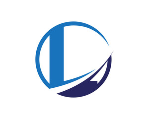 L Letter Blue Swoosh Circle Logo
