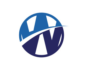 W Letter Blue Swoosh Circle Logo