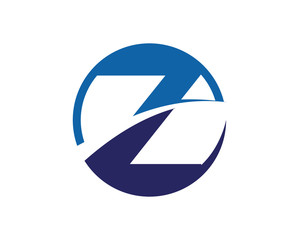 Z Letter Blue Swoosh Circle Logo