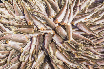 Dried fish at the Market in Chonburi Town, Thailand