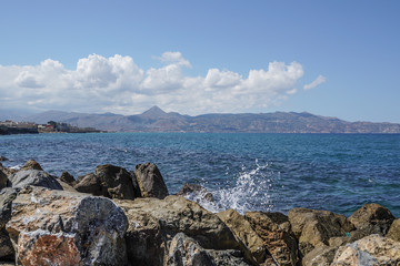 waves on rock by sea