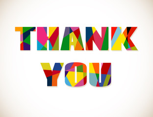 Thank you lettering with colorful letters isolated on white back