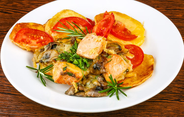 Salmon with grilled vegetables