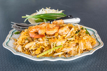Thai food Pad thai , Stir fry noodles with shrimp