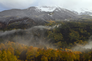 Clouds breaking up and rising in the San Juan Mountains