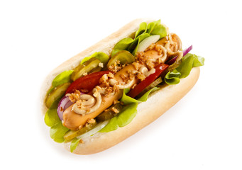 Hot dog on white background 