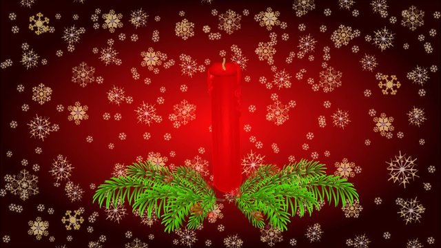 Animation of illustration Merry Christmas red candle holly and poinsettia video