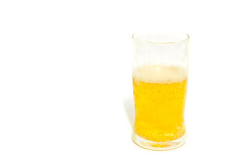 Glass of Lager Beer on white background
