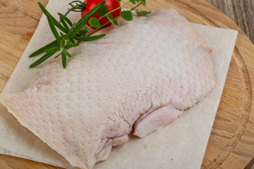 Raw duck breast