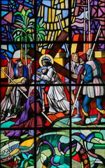 Naklejka na ściany i meble Jesus and Mother Mary on the Via Dolorosa - Stained Glass