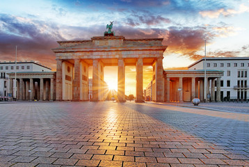 Berlin, brandenburg at sunrise, Germany - obrazy, fototapety, plakaty