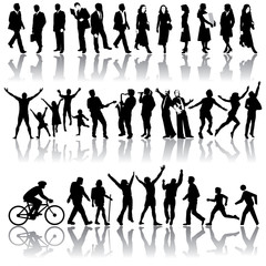 Vector silhouettes of people in all kinds of activities