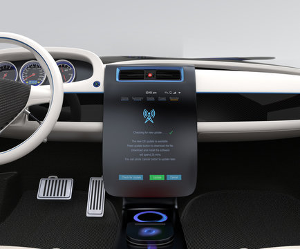 Update Software By Operating Car Center Console. IoT Concept.