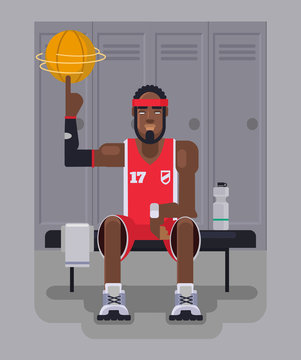 Basketball player. Vector flat illustration
