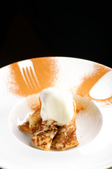 Pancake with cream wine sauce