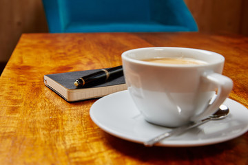 Fototapeta na wymiar Book, Pen and Coffee