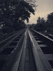 Fototapeta premium vintage railway train in thailand kanchanaburi
